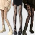 Gothic Fishnet Stockings Lolita Mesh Tights for Women Netting Stockings Y2k Pantyhose with Flower Pattern Leggings Lingerie.