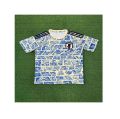 Football jersey on Japanese manga with blue crayons, new dragon ball ersion, hai ersion, supporting one jersey. 