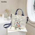 Dani Atte single shoulder diagonal span bag Bear cute handbag Student canvas bag Women's Stationery Storage Bag. 