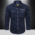 Multi Pocket New Long Sleeve Shirt Men's Spring and Autumn Loose Large Size Shirt Casual Pure Cotton Shirt Thin Style Fashion.