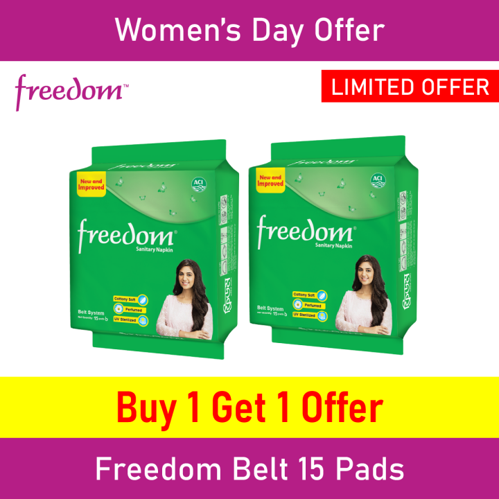 Freedom Sanitary Napkin Belt 15 Pads Buy 1 Get 1 Free