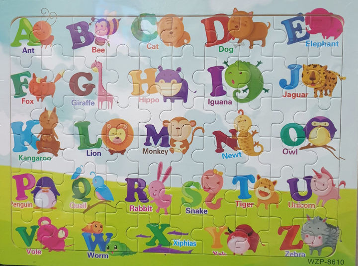 English, ABCD Wooden Alphabet Puzzle Board For 1-3 Years Old Girls and Boys For Learning- 60pcs Puzzle