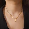 Skyrim Four Leaf Clover Women Necklace Stainless Steel Gold Color Snake Chain Choker for Women Girls Fashion Jewelry Wholesale. 