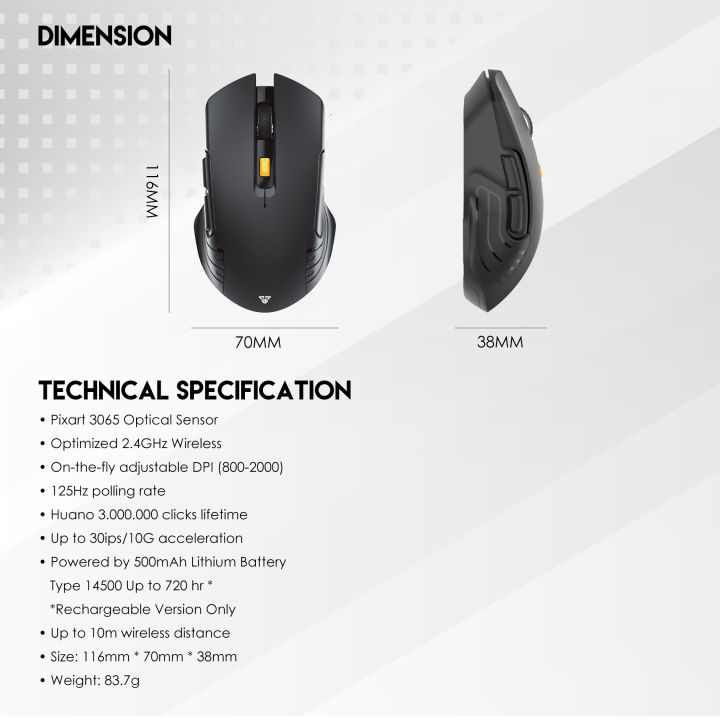 FANTECH%20RAIGOR%20III%20WG12R%20Rechargeable%20Wireless%20Mouse%202.4Ghz%20Stable%20Wireless%20Connection%202000DPI%20Pixart%20Sensor%20Ambidextrous%20Design%20Portable%20Mice%20For%20Laptop%20PC%20Computer%20Gaming%20Gamer%20-%20Image%208