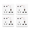 6 Pin Multi Gang Socket with Indicator 3 pin & 2 Pin Multi Function Universal Wall Switch Socket.