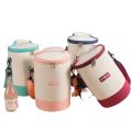 New cylindrical insulated bag shoulder strap round multi-layer lunch box bag for office workers going to school hand-held crossbody bento bag.