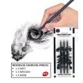 Keepsmiling 3 Pcs Woodless Black Charcoal Pencil for Sketching, Drawing and Other Artistic Work. 