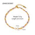 Uworld Stainless Steel Chain Handmade Anklets Bangle for Women Multicolor Mix Natural Stone Fashion Jewelry Wholesale.