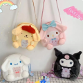 【Hot-Selling】 Plushies Sanrio Bag Kuromi Plush Shoulder Bag Melody Kawaii Hello Kitty Handbag Cinnamoroll Backpack Makeup Bag. 