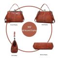Vintage Handbags For Women Fashion Kiss Lock Slip Purse Stitching Texture Crossbody Bag.