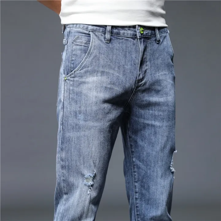 High%20Quality%20Brand%20Summer%20Stretch%20Cotton%20Hole%20Men's%20Ankle%20Length%20Jeans%20Thin%20Streetwear%20Design%20Denim%20Pants%20Korea%20Casual%20Trousers%20-%20Image%204