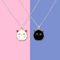 Lovely Cartoon Black White Little Devil Couple Necklace / Alloy Ghost Simple Pendant Necklet. 