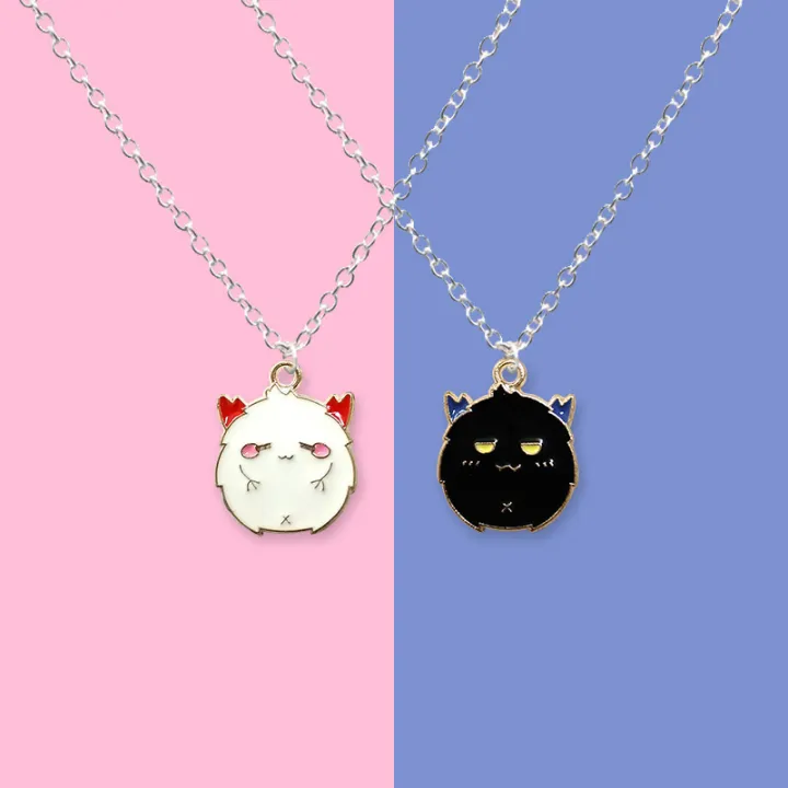 Lovely%20Cartoon%20Black%20White%20Little%20Devil%20Couple%20Necklace%20/%20Alloy%20Ghost%20Simple%20Pendant%20Necklet%20-%20Image%203
