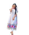 New Model Beautiful Comfortable Gown Three Piece Readymade Set Screen Print Work for Women.