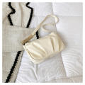 Women's Fashion Handbags Retro Solid Color Pleated Bag PU Leather Shoulder Underarm Bag Casual Women Hobos Handbags.