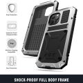 For iPhone 13 Pro Max R-JUST Shockproof Waterproof Dust-proof Metal + Silicone Protective Case with Holder. 