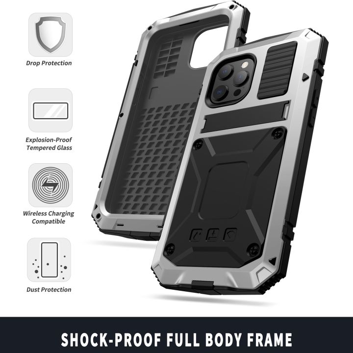 For%20iPhone%2013%20Pro%20Max%20R-JUST%20Shockproof%20Waterproof%20Dust-proof%20Metal%20+%20Silicone%20Protective%20Case%20with%20Holder%20-%20Image%204