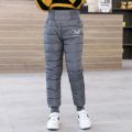 Winter Boys Thick Cotton Pants Fleece Padded Warm Trousers Kids Waterproof Ski Pants 10Y Elastic High Waisted Baby Girls Pant. 