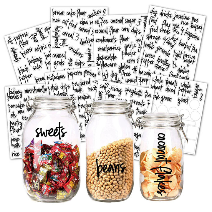 Kitchen 157 Pantrye Labels For Food Containers - Preprinted Black Scriptes Kitchen Food Organizationss Labels For Storage Fayshow