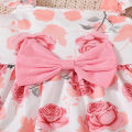 DSstyles Toddler Girls 2 Pcs Lettuce Trim Shorts Set Ruffled Sleeve Square Neck Bowknot Tank Top Elastic Waistband Shorts Outfit.