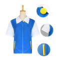 Pokemon Cosplay Anime Ash Ketchum Clothes Men Blue Jacket Costume Boys Girls Cosplay for Party Trainer Pokemon Cap Gloves Set.