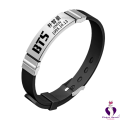 Kpop BTS Silicone Stainless Steel Bracelet Titanium Steel Letter Print Bracelet Fans Hot Gift. 