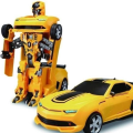 Transforming Robot Car, One Button Deformation Car Robot Toy with Realistic Race Car Sounds, LED Lights and 360 Degree Rotating Bump and Go Robot Function,Deform sports car.