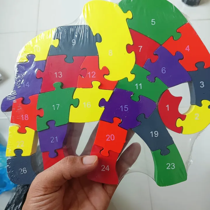 Kidlove%20Kids%20Wooden%20Puzzle%20Colorful%20Cartoon%20Animal%20Traffic%2026%20English%20Letter%20Enlightenment%20Educational%20Jigsaw%20Puzzle%20Toys-Elephant%20-%20Image%203