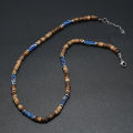 Boho Vintage Jewelry Summer Wood bead Beaded Necklace Men Handmade Natural stone Necklace.