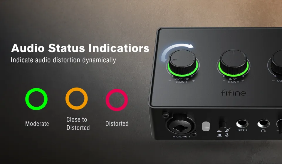 FIFINE SC1 USB Audio Interface with 48V Phantom Power & 50dB Gain