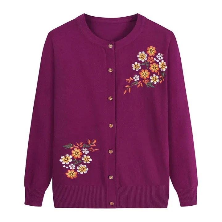 Middle-aged%20and%20Elderly%20Women's%20Sweaters%20Knit%20Cardigan%20Spring%20Autumn%20Thin%20Single-breasted%20Long%20Sleeve%20Sweater%20Coat%20Female%20Tops%20-%20Image%204