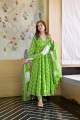 Trendsetter -Linen Ready Made Fashionable Gown designed long salwar kamez orna For Stylish Women / Girls ( 3 pcs )- Inventive Choice. 