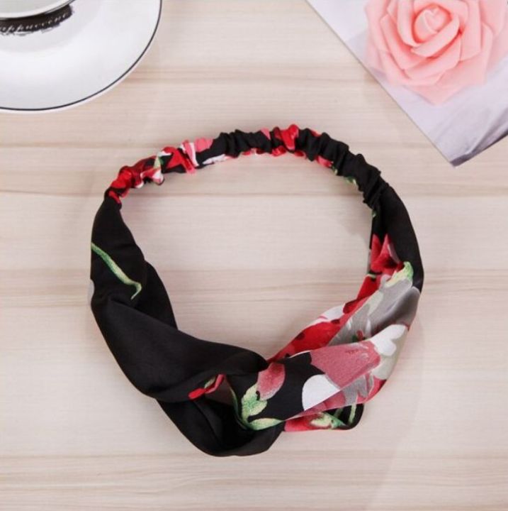 Striped Flower Knot Headband Boho Women Girls Lady Turban