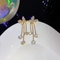 1 Pair Crystal Butterfly Pendant Tassel Earrings for Women Sparkly Rhinestone Dangle Earrings Lightweight Bohemian Long Chain Drop Dangle Butterfly Earrings Party Jewelry Gift.