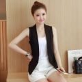 Spring Summer Women Vest Black Gray Sleeveless Jacket Coat Korean Elegant Office Ladies Slim Blazer Waistcoat. 