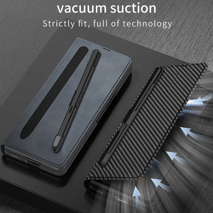 MOBICASE%20For%20Samsung%20Galaxy%20Z%20Fold%203%20Fold%204%20Fold%205%205G%20Back%20Cover%20Leather%20Pen%20Holder%20Armor%20Case%20Back%20Protection%20Hard%20Cover%20Leather%20Cover%20Case%20-%20Image%204