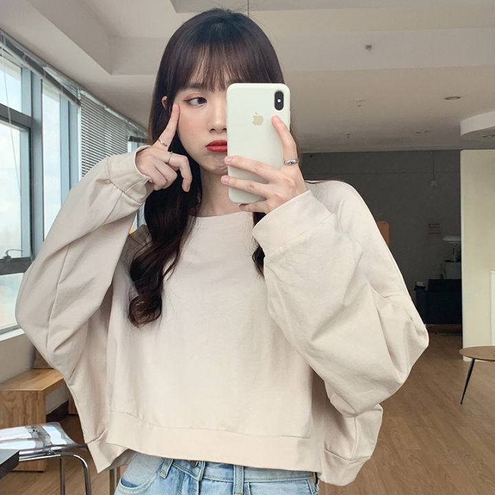 IELGY%20loose%20thin%20sweater%20women%20casual%20short%20wild%20round%20neck%20long%20sleeve%20T-shirt%20-%20Image%203
