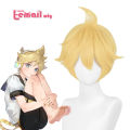 L-email wig Synthetic Hair Anime Kagamine Rin/Len Cosplay Wig 30cm Short Gold Yellow Wigs Fashion Heat Resistant Cosplay Wig. 
