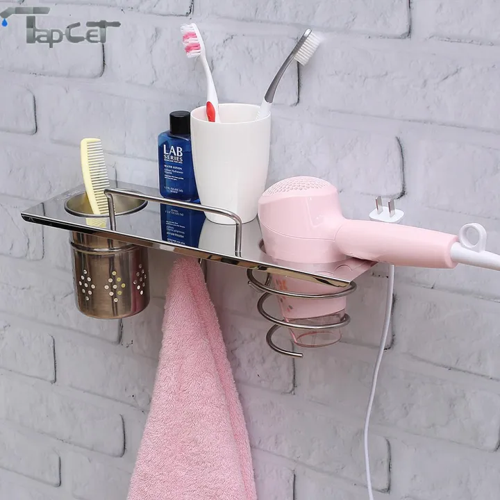 TAPCET%20Hair%20Dryer%20Holder%20Blow%20Dryer%20Hanging%20Rack%20304%20Stainless%20Steel%20Wall%20Mount%20Organizer%20with%20Hooks%20Plug%20Holder%20Design%20-%20Image%203