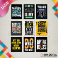 9 piece Typography Poster | 6x8 inch Poster With PVC Board | Wall Poster | Home Decor | Art Decoration. 
