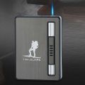 Metal Windproof Butane Gas Cigar Lighter Automatic Case Hold 10 Cigarettes Box,Multifunction Smoking Gadgets For Men Accessories.