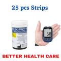 USA Exactive Vital 25 Pcs Test Strips +12 to 24 Months Expiry Time + 1 Pc Free Code Chips Glucose Suger Test Strips. 