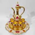 Arabian Style Golden Color Metal Body Mina Work Jug and Cup Set.
