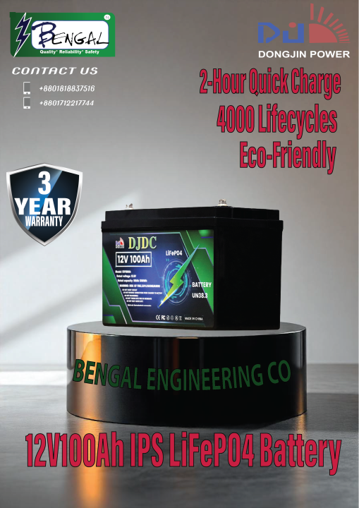 DJDC 12V 100Ah IPS LiFePO4 Battery