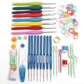 16 sizes Aluminium Crochet Hooks Needles Knitting Set Soft Handles Accessories.