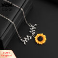 Carat Sunflower Leaf Charm Clavicle Chain Necklace Ear Studs Earring Women Jewelry Set. 