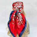 2023 Summer New Sunscreen Scarves Fashion Design Beach Headscarf Women Luxury 90X90CM Silk Hijab Popular Model For Square Shawls. 