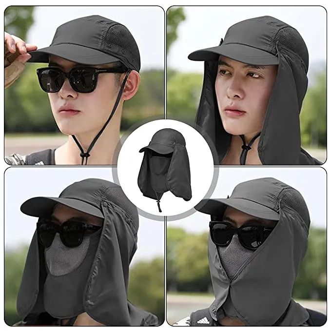 Sun Protection Cap Summer Hat Baseball Face Neck Cover Sun Outdoor Sport Hiking Fishing Hats - Cap For Men