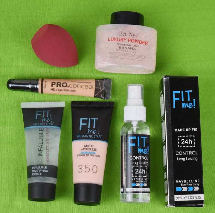 6 in 1 Makeup combo set.(Foundation,concealer,primer,blender puff, loose powder, setting spray) Foundation,concealer,primer,blender puff, losse powder,setting spray Foundation concealer primer blender puff losse powder setting spra.,.,.';