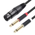 3-Pin XLR Female to Dual 6.35mm Mono Audio Cable TS 1/4 Jack Stereo Aux Cord 6.35 mm Plug to XLR Male Y Splitter Wire Adapter. 